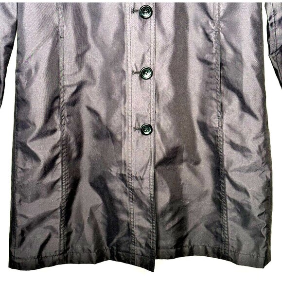 Lands End Womens Trench Coat Mid Length Plaid Lining Navy Blue Size XS 2-4 - Picture 4 of 14